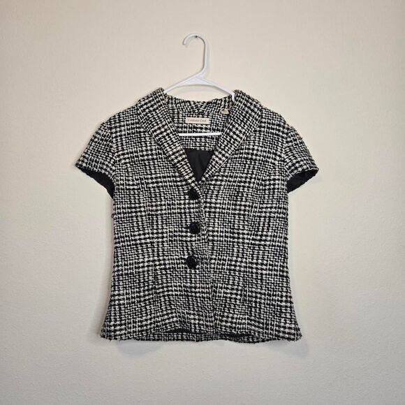 Vintage Y2K Coldwater Creek Tweed Button Front Stretch Fitted Blazer Jacket Vest - Picture 1 of 6